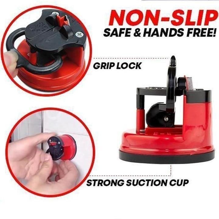 Knife sharpener with suction cup - stable attachment