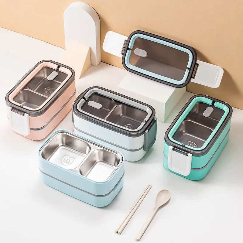 2-Layer Stainless Steel Bento Lunch Box - MealMate