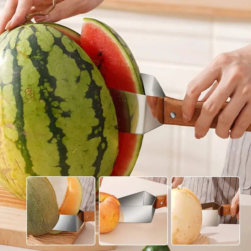 Stainless steel fruit cutter with ergonomic handle