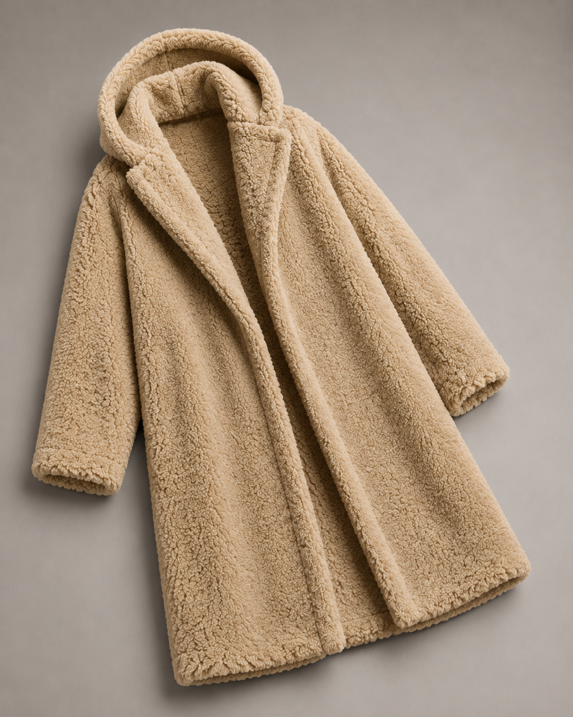 Oversized Sherpa Hooded Coat front