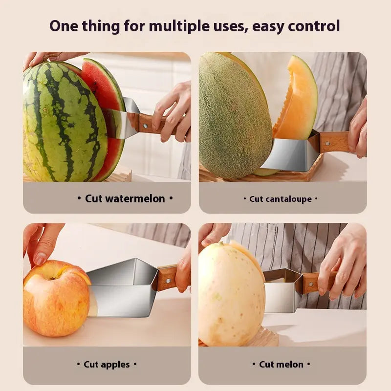 Stainless steel fruit cutter with ergonomic handle