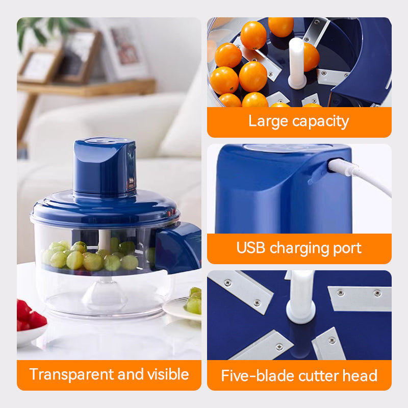 Electric chopper with 5 blade cutter head