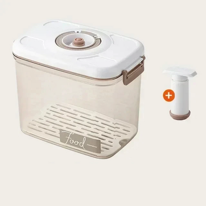 Vacuum food storage container with hand pump
