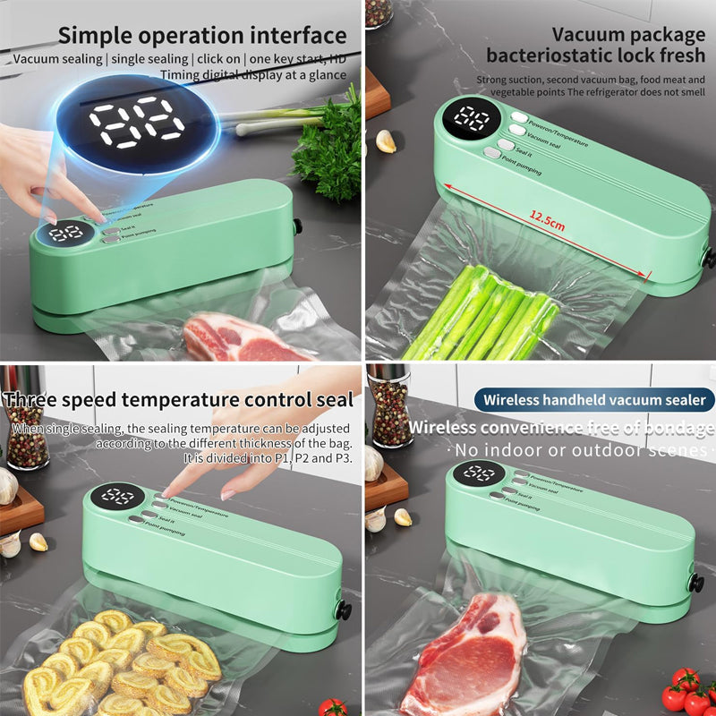 Wireless vacuum sealer with display – compact and rechargeable