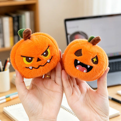 5pcs Halloween Plush 3.94'' Pumpkin Keychain Soft Stuffed Bag Charm Pendant with Funny Facial Expressions