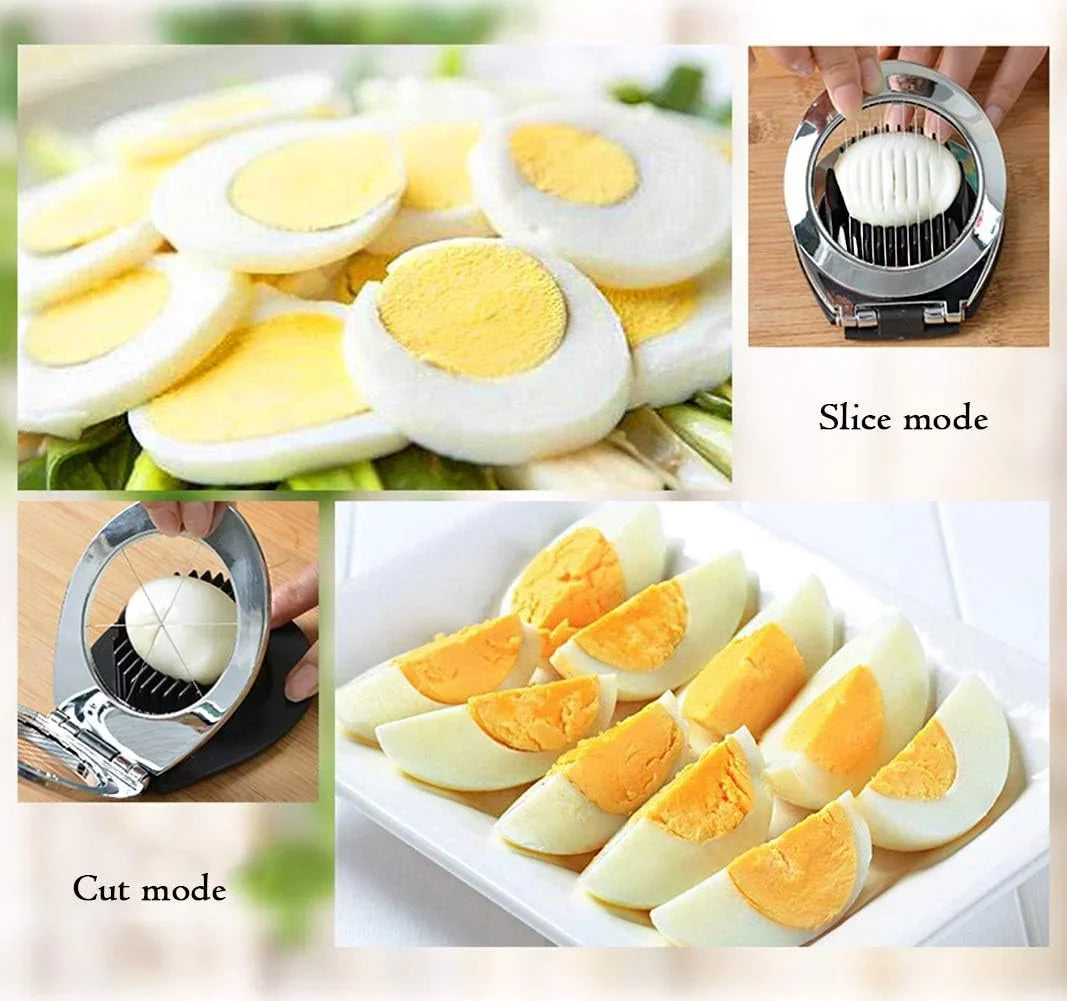 Stainless steel egg divider - slices, wedges & quarters in one