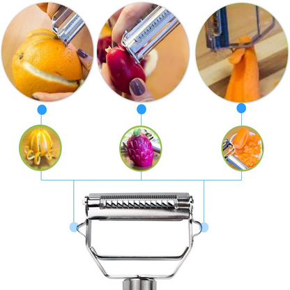 Stainless steel vegetable peeler with julienne blade