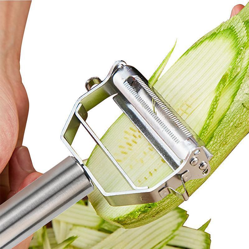 Stainless steel vegetable peeler with julienne blade