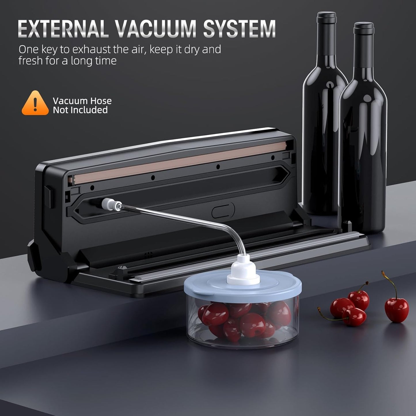 Vacuum sealer with built-in cutting blade - less food waste