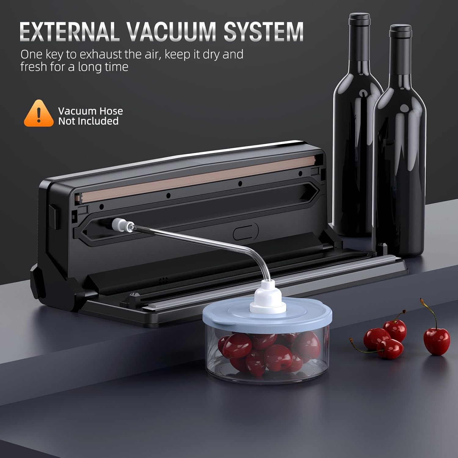 Vacuum sealer with built-in cutting blade - less food waste