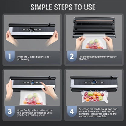 Vacuum sealer with built-in cutting blade - less food waste