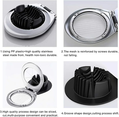 Stainless steel egg divider - slices, wedges & quarters in one