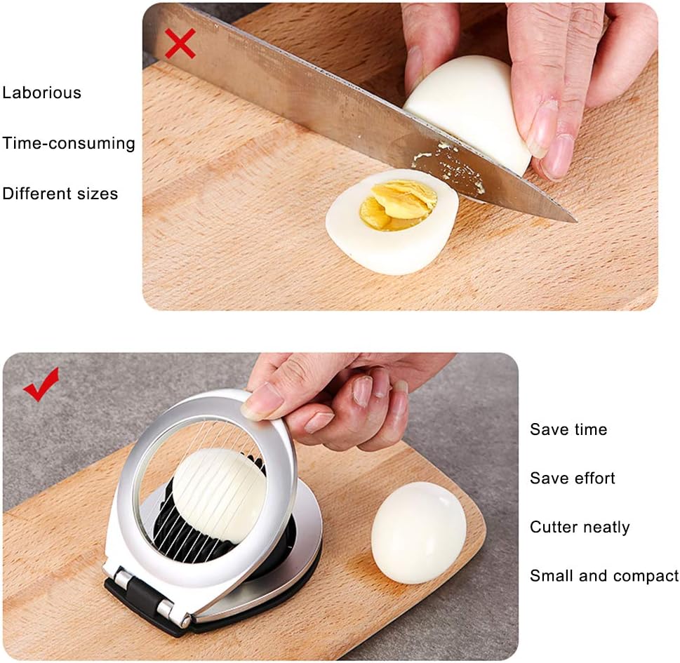 Stainless steel egg divider - slices, wedges & quarters in one