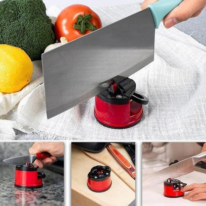 Knife sharpener with suction cup - stable attachment