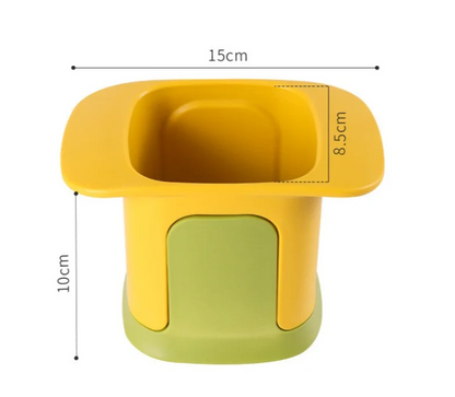 Vegetable cutter hand pressure mechanism for chips and cubes