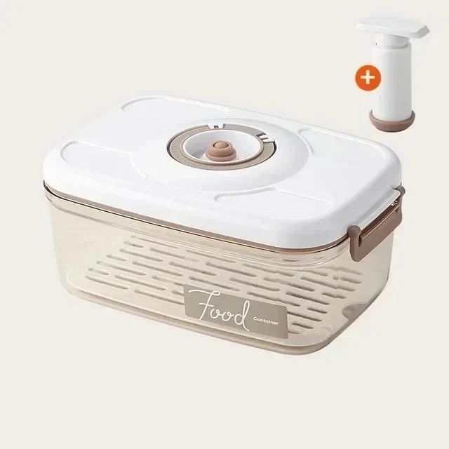 Vacuum food storage container with hand pump