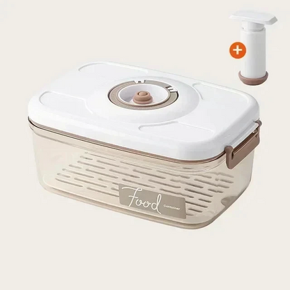Vacuum food storage container with hand pump