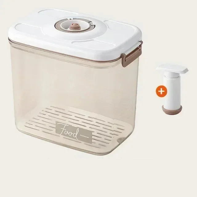 Vacuum food storage container with hand pump