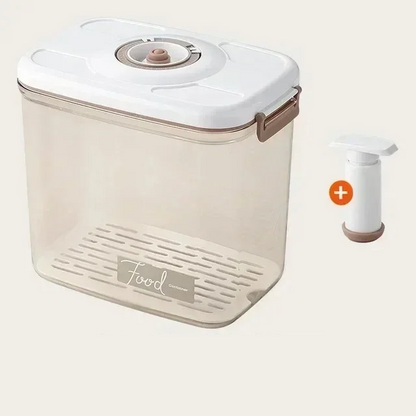 Vacuum food storage container with hand pump