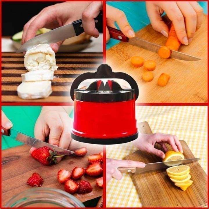 Knife sharpener with suction cup - stable attachment