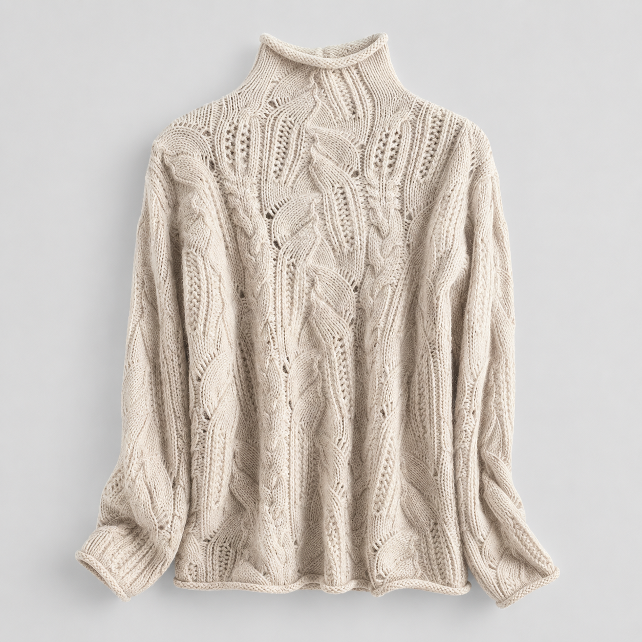Cable Knit Turtleneck Sweater front