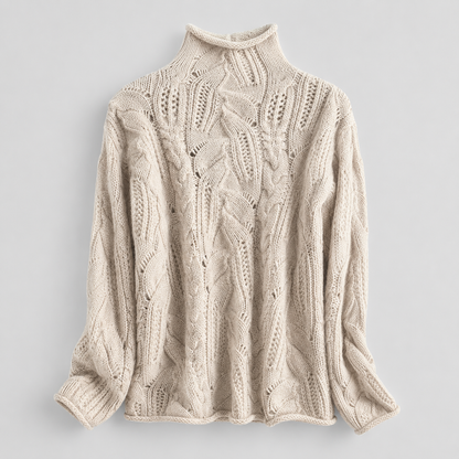Cable Knit Turtleneck Sweater front