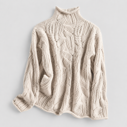 Cable Knit Turtleneck Sweater side view