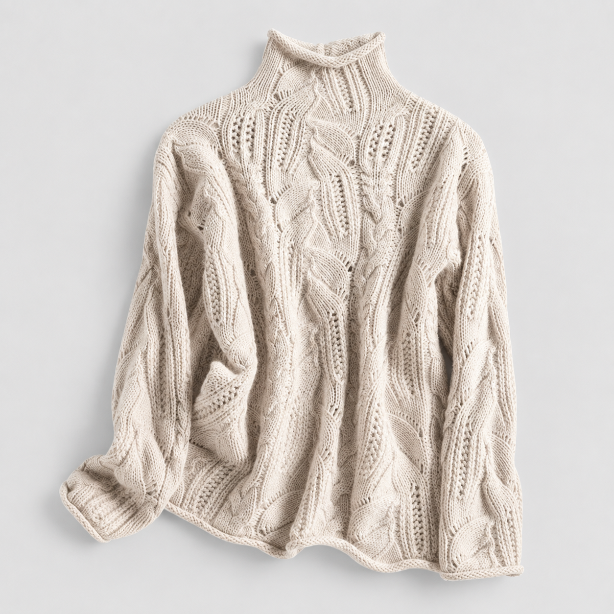 Cable Knit Turtleneck Sweater side