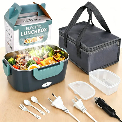 Electric lunch box with heating function - stainless steel