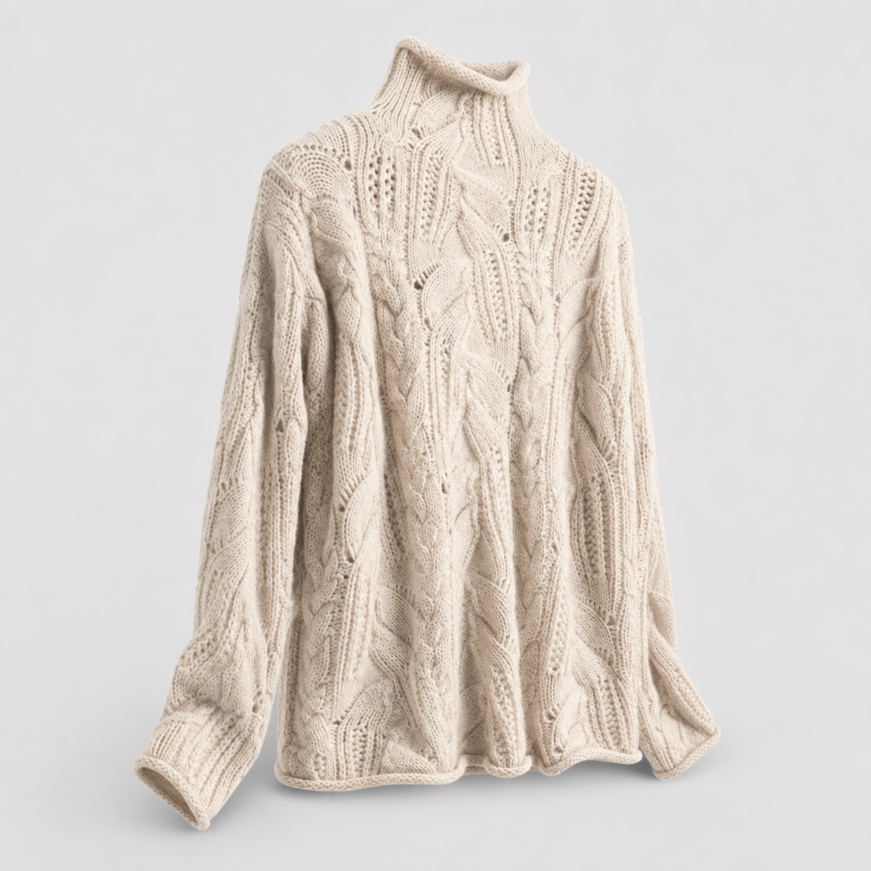 Cable Knit Turtleneck Sweater detail
