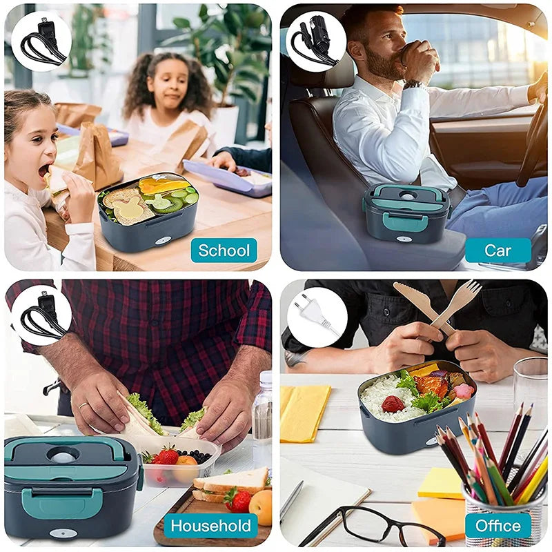 Electric lunch box with heating function - stainless steel