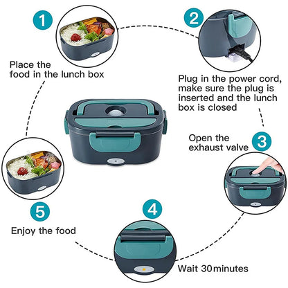 Electric lunch box with heating function - stainless steel
