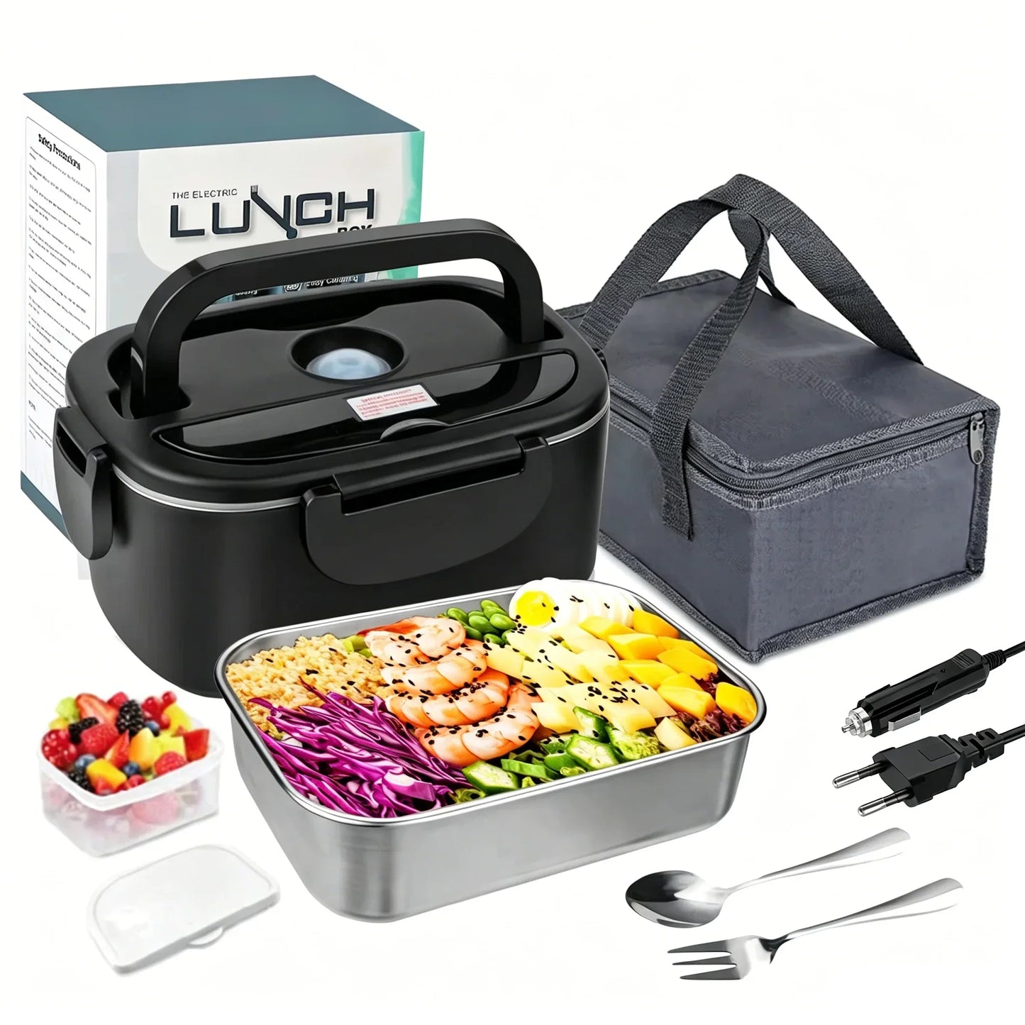 Electric lunch box with heating function - stainless steel