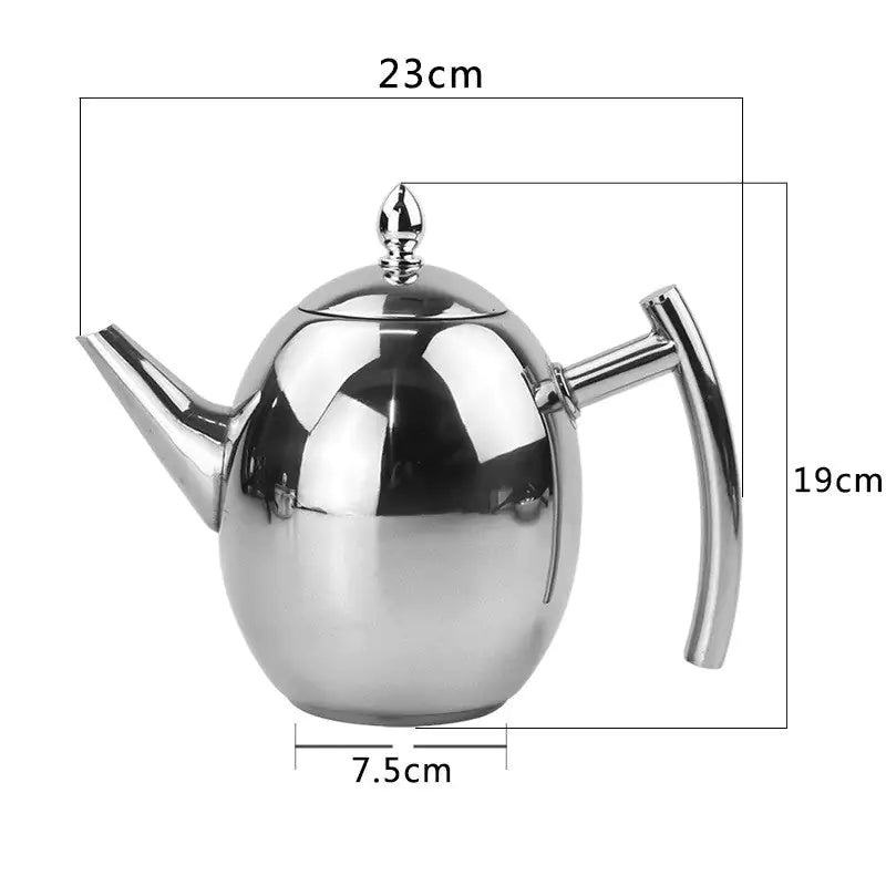 Stainless steel teapot with strainer – TeaElegance