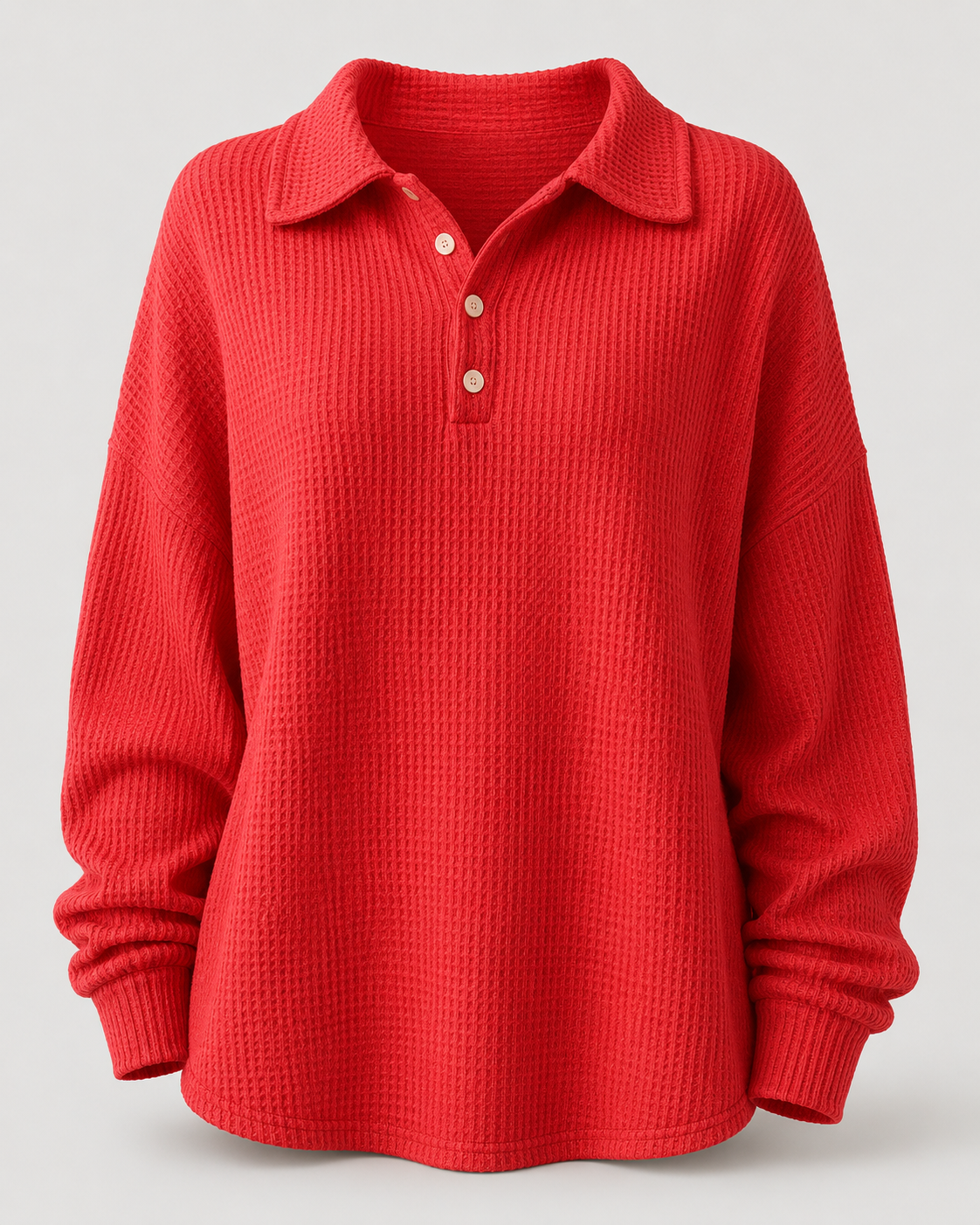 Waffle Knit Polo Sweater