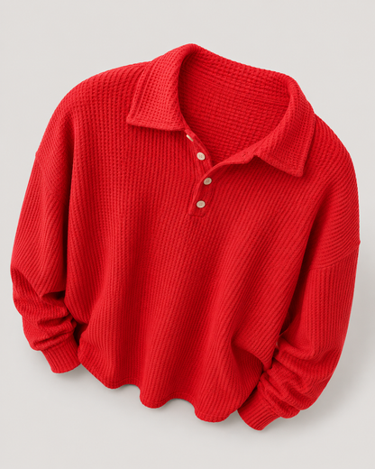 Waffle Knit Polo Sweater side