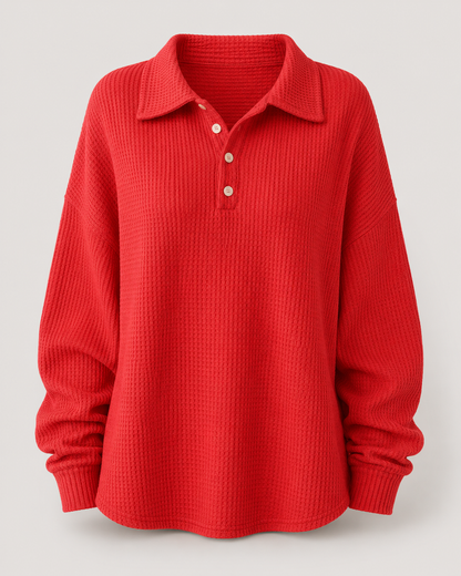 Waffle Knit Polo Sweater detail