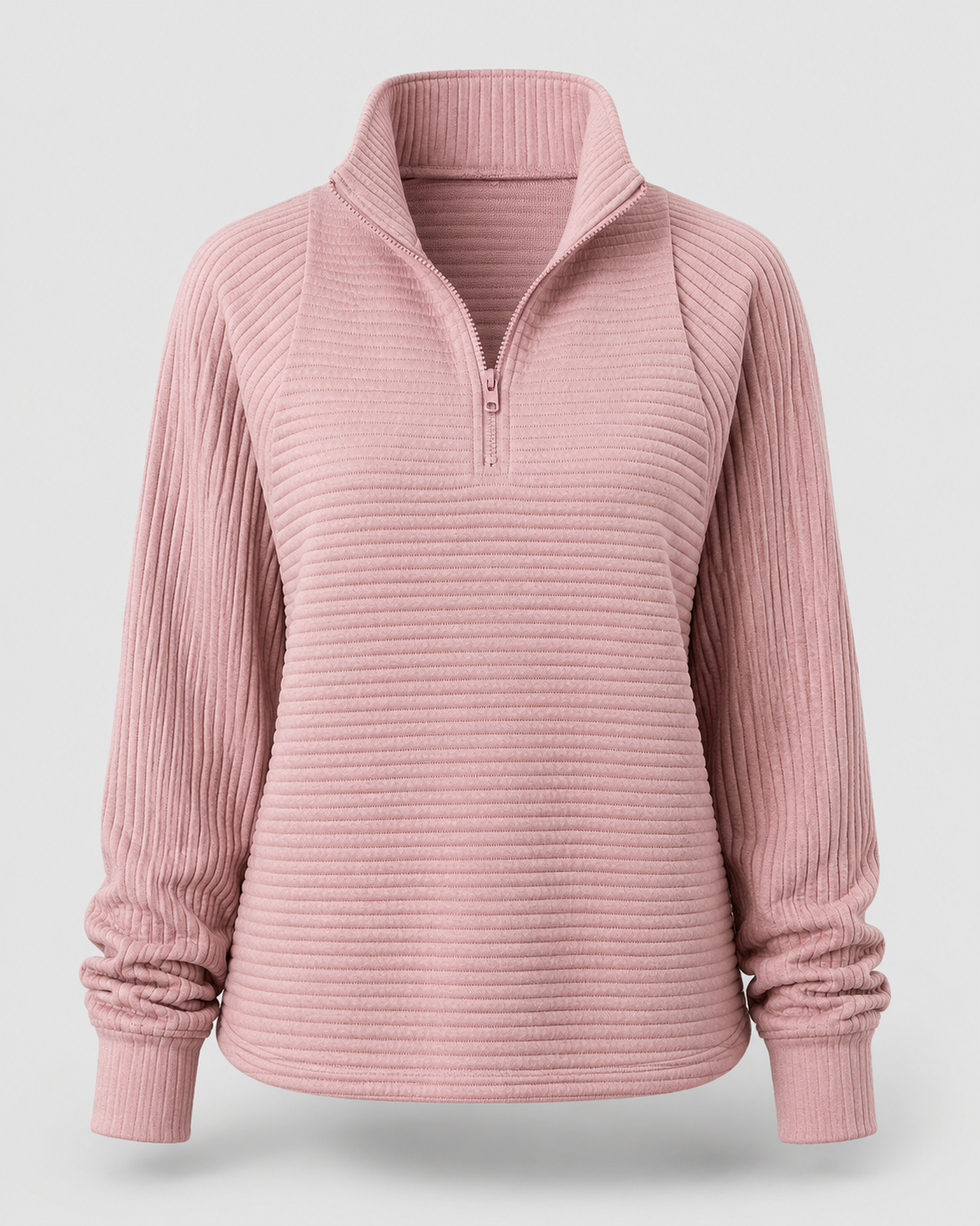 Ribbed Quarter-Zip Pullover front