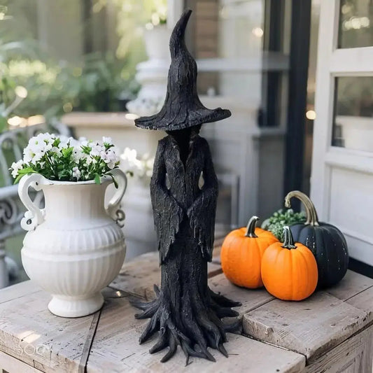 Handcrafted Witch Garden Statue Weatherproof Resin Guardian Figure for Yard Patio Home Outdoor Spiritual Decor Earth Tone Sculpture | Thomler