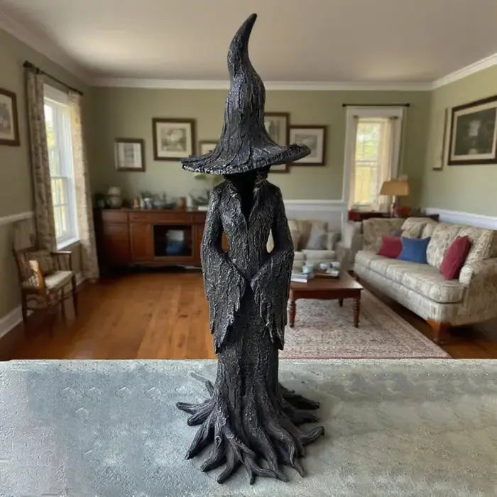 Handcrafted Witch Garden Statue Weatherproof Resin Guardian Figure for Yard Patio Home Outdoor Spiritual Decor Earth Tone Sculpture | Thomler