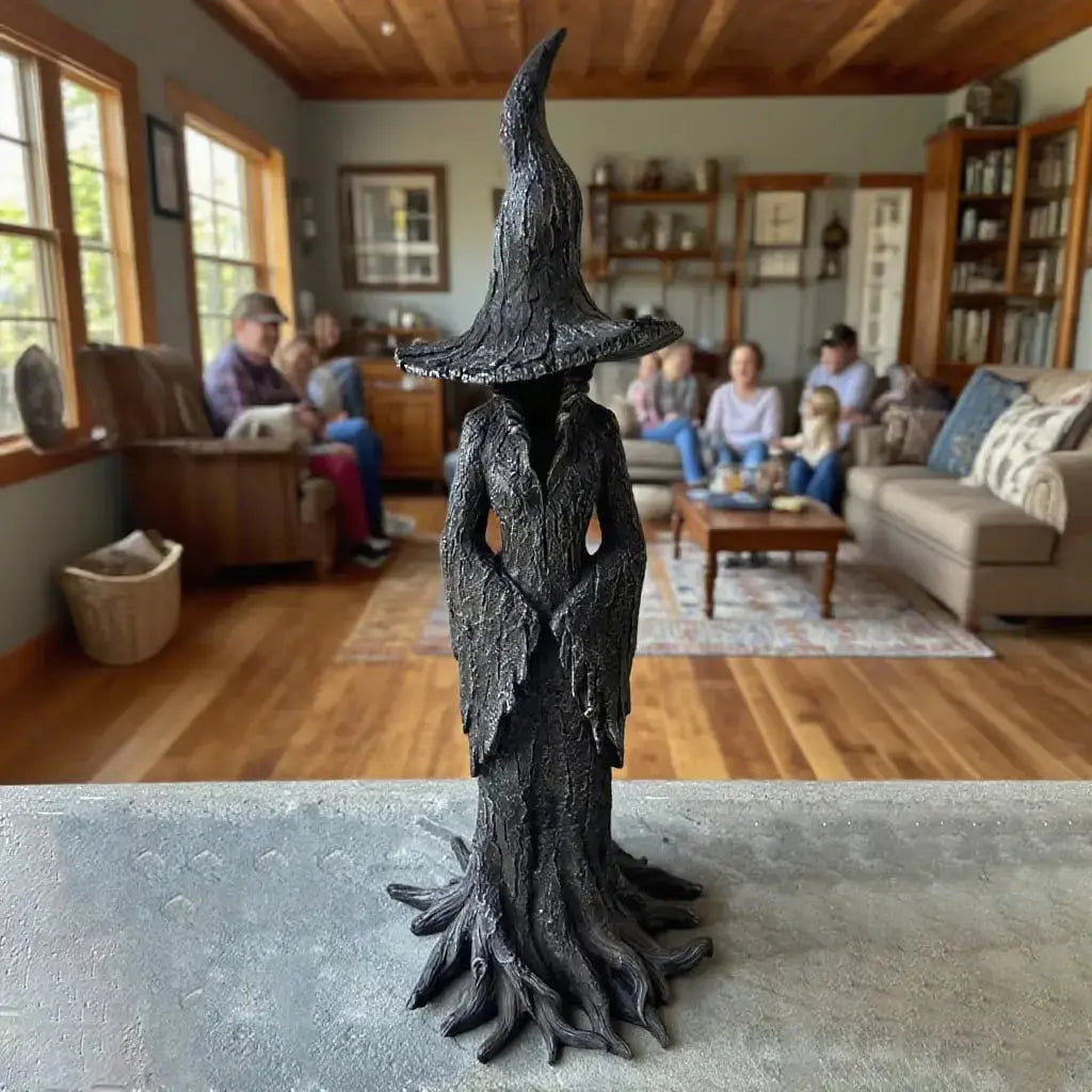 Handcrafted Witch Garden Statue Weatherproof Resin Guardian Figure for Yard Patio Home Outdoor Spiritual Decor Earth Tone Sculpture | Thomler