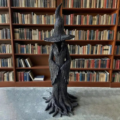 Handcrafted Witch Garden Statue Weatherproof Resin Guardian Figure for Yard Patio Home Outdoor Spiritual Decor Earth Tone Sculpture | Thomler