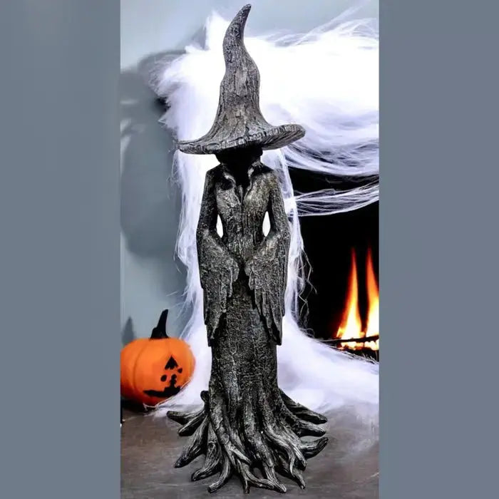 Handcrafted Witch Garden Statue Weatherproof Resin Guardian Figure for Yard Patio Home Outdoor Spiritual Decor Earth Tone Sculpture | Thomler