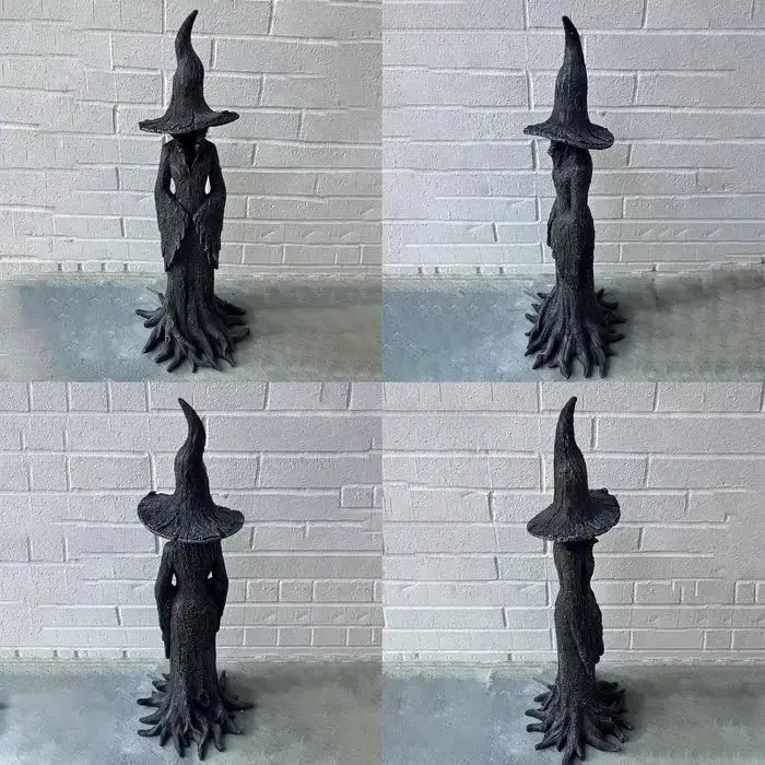 Handcrafted Witch Garden Statue Weatherproof Resin Guardian Figure for Yard Patio Home Outdoor Spiritual Decor Earth Tone Sculpture | Thomler
