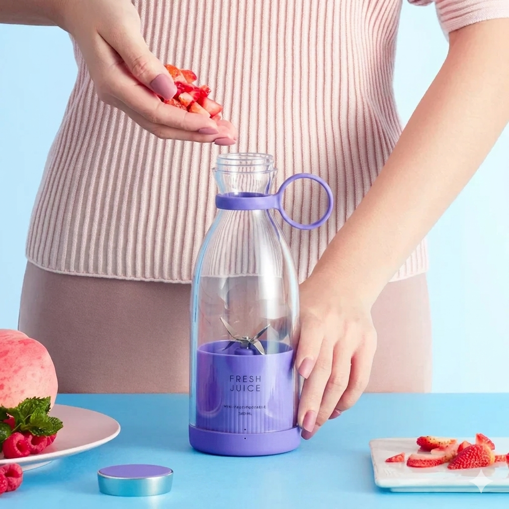 Portable Blender Bottle 420ml - fresh smoothies in seconds, wireless