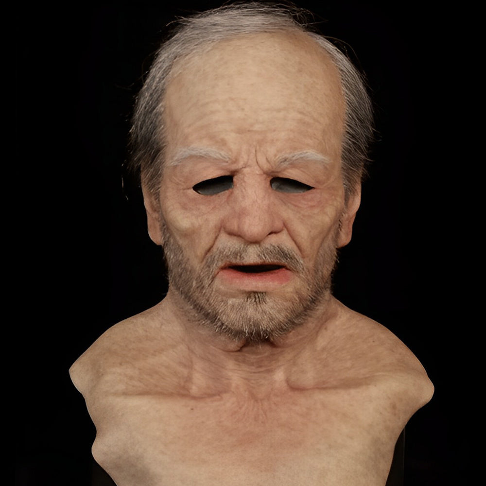 Realistisk Gammel Mann Maske – Halloween og Cosplay Lateks Maske med Bevegelig Mun | Luvikno