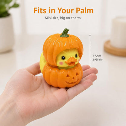 Halloween Cute Pumpkin Duck Ornament Mini Resin Desktop Ornament for Halloween Decoration