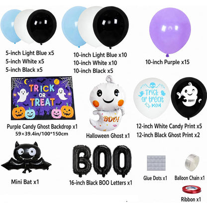 Halloween Decoration Kit Cute Boo Balloon Arch Backdrop Banner and Spooky Ornaments for Holiday Party