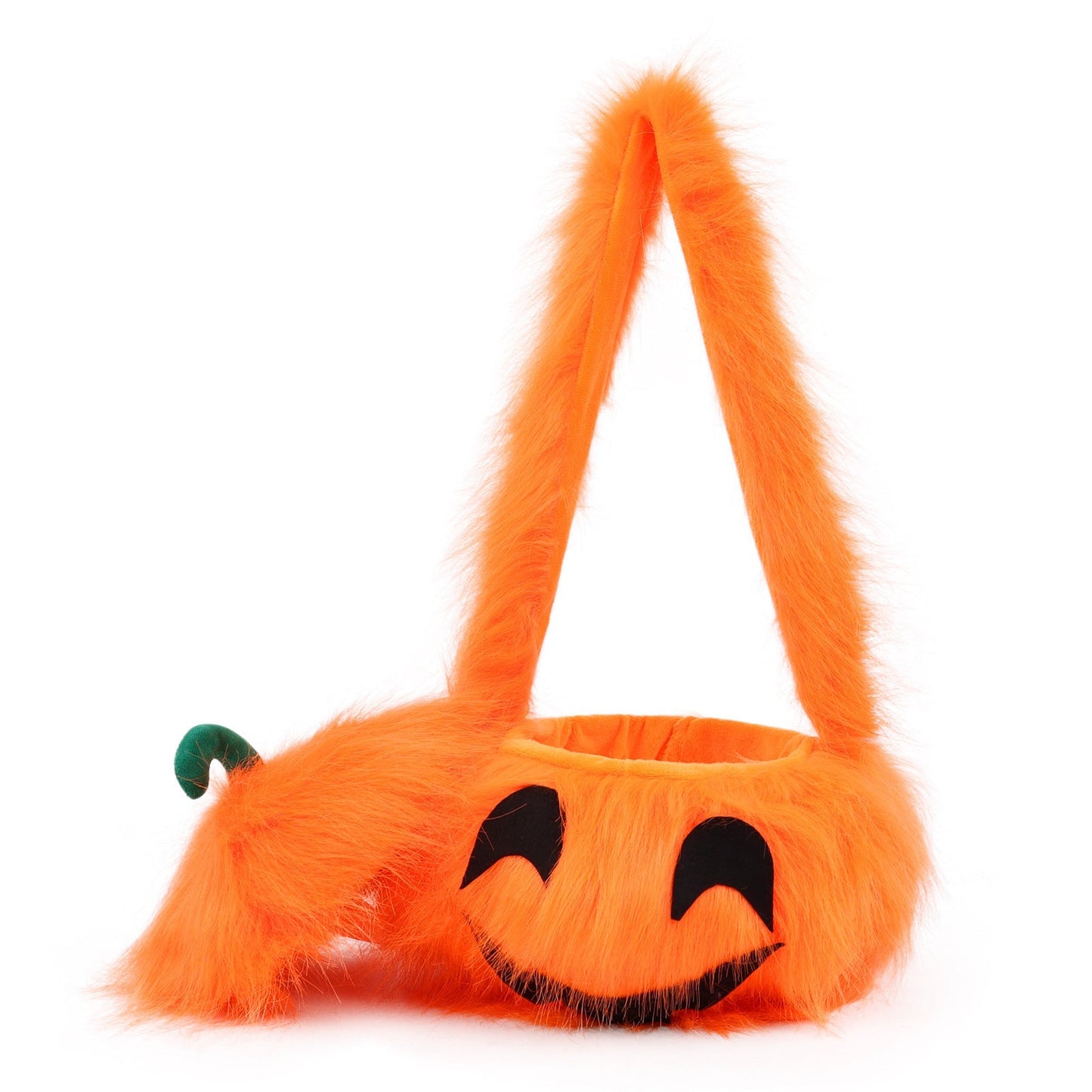 19.68'' Halloween Plush Toy Pumpkin Candy Bag Fluffy Plush Pumpkin Shoulder Handbag for Halloween Party Supplies