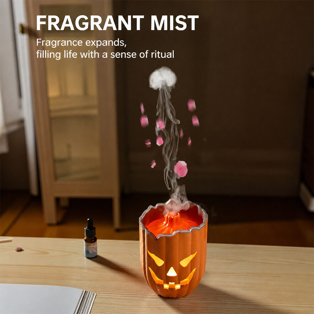 6.5'' Halloween Pumpkin Humidifier Jellyfish Mist Aroma Diffuser with Remote Control and Ambient Light
